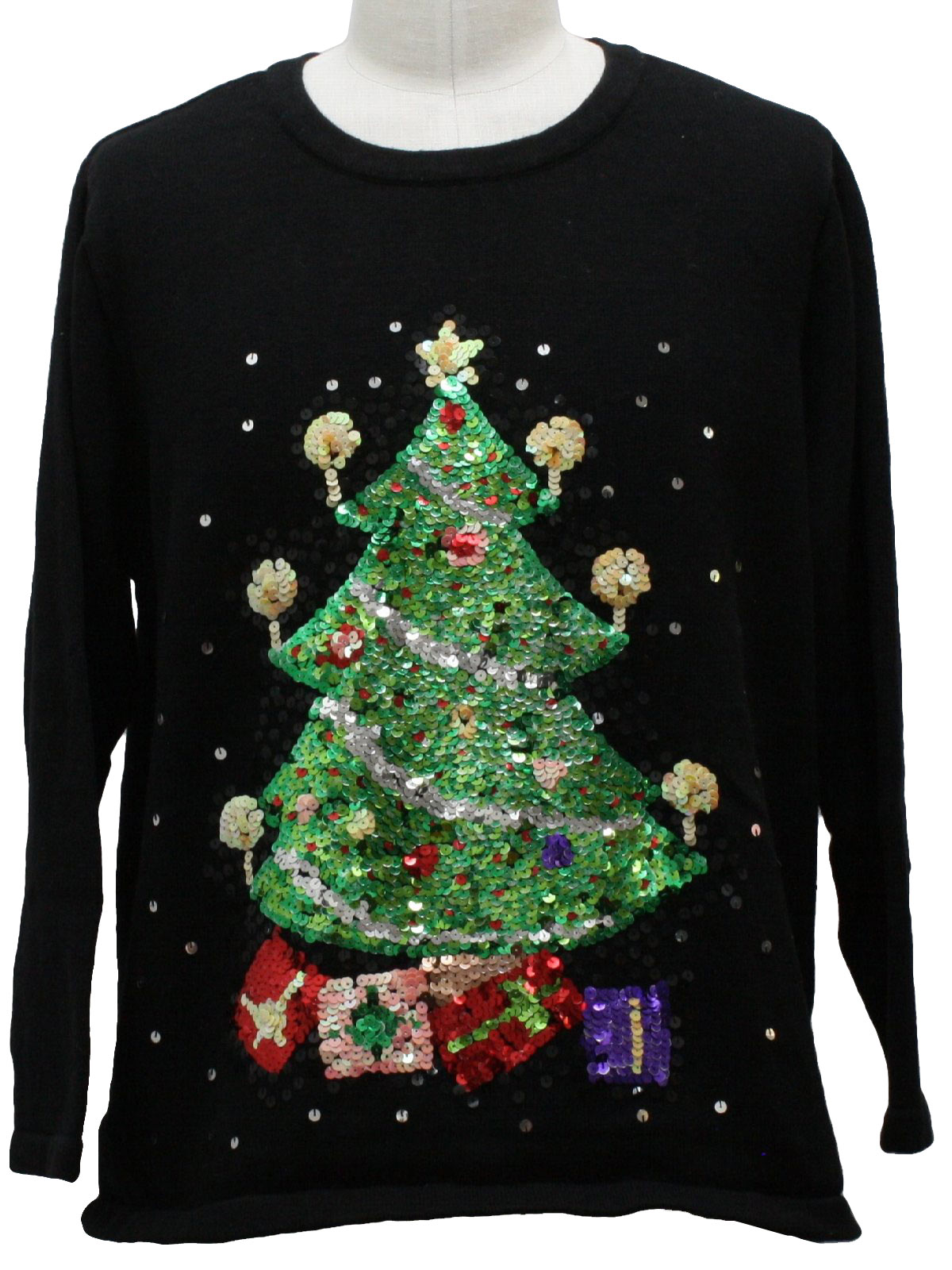 Ugly Christmas Sequined Sweater: -The Quacker Factory- Unisex black and ...