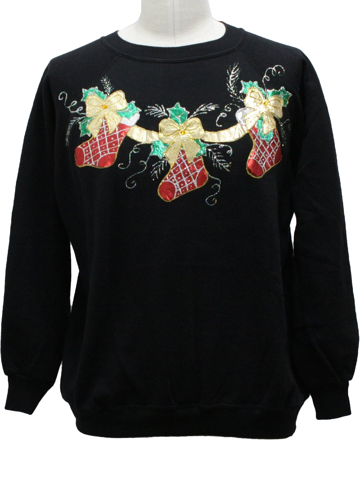 Ugly Christmas Sweatshirt: -Hanes- Unisex black background polyester ...