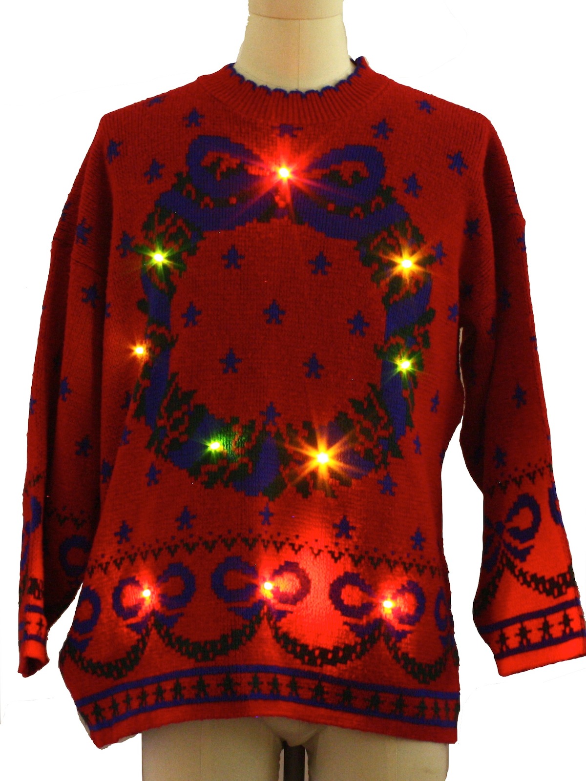 Retro 80s Lightup Ugly Christmas Sweater 80s Authentic Vintage