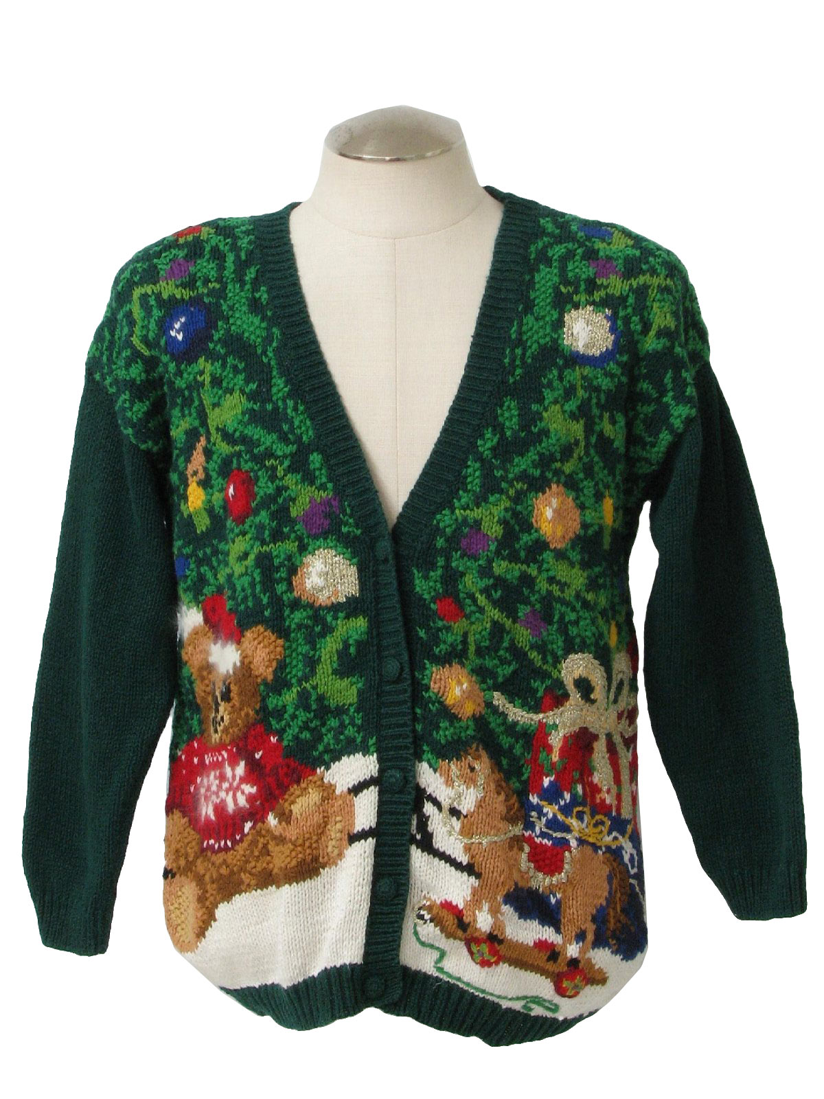 Bear-riffic Ugly Christmas Sweater: -Tiara International- Unisex Green ...