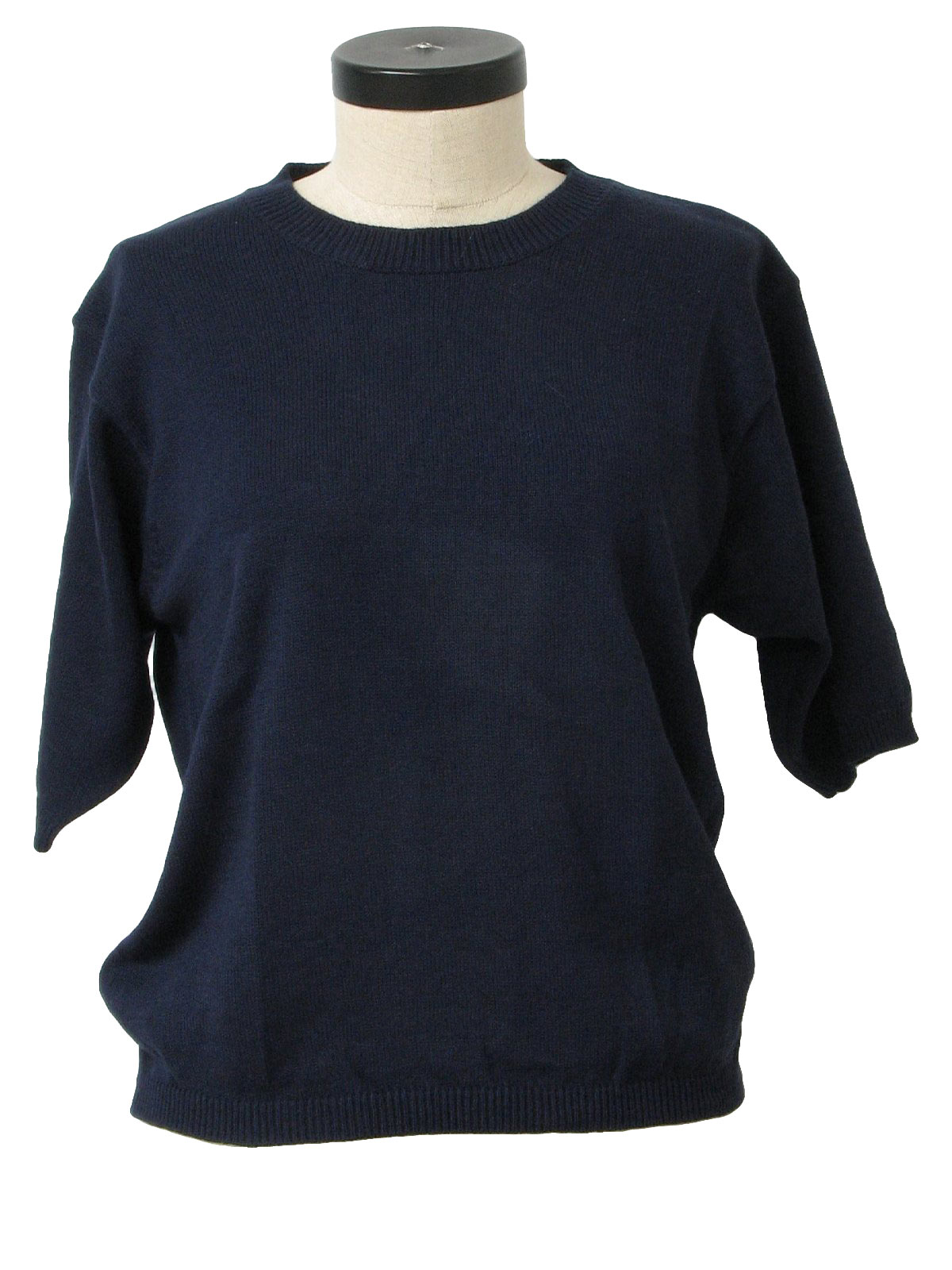 Retro 1990s Sweater: 90s -Bleyle- Womens navy blue, short sleeve ...