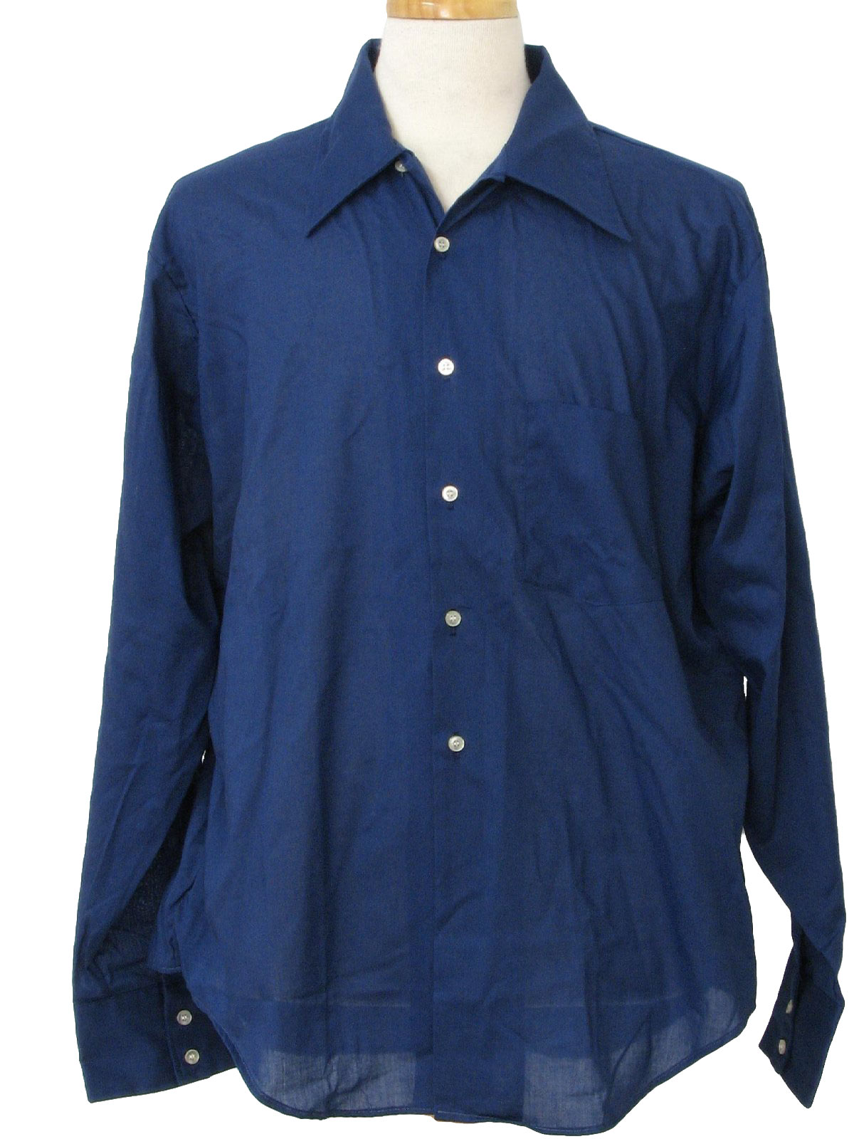 70's Vintage Shirt: 70s -K-Mart- Mens navy blue cotton and polyester ...