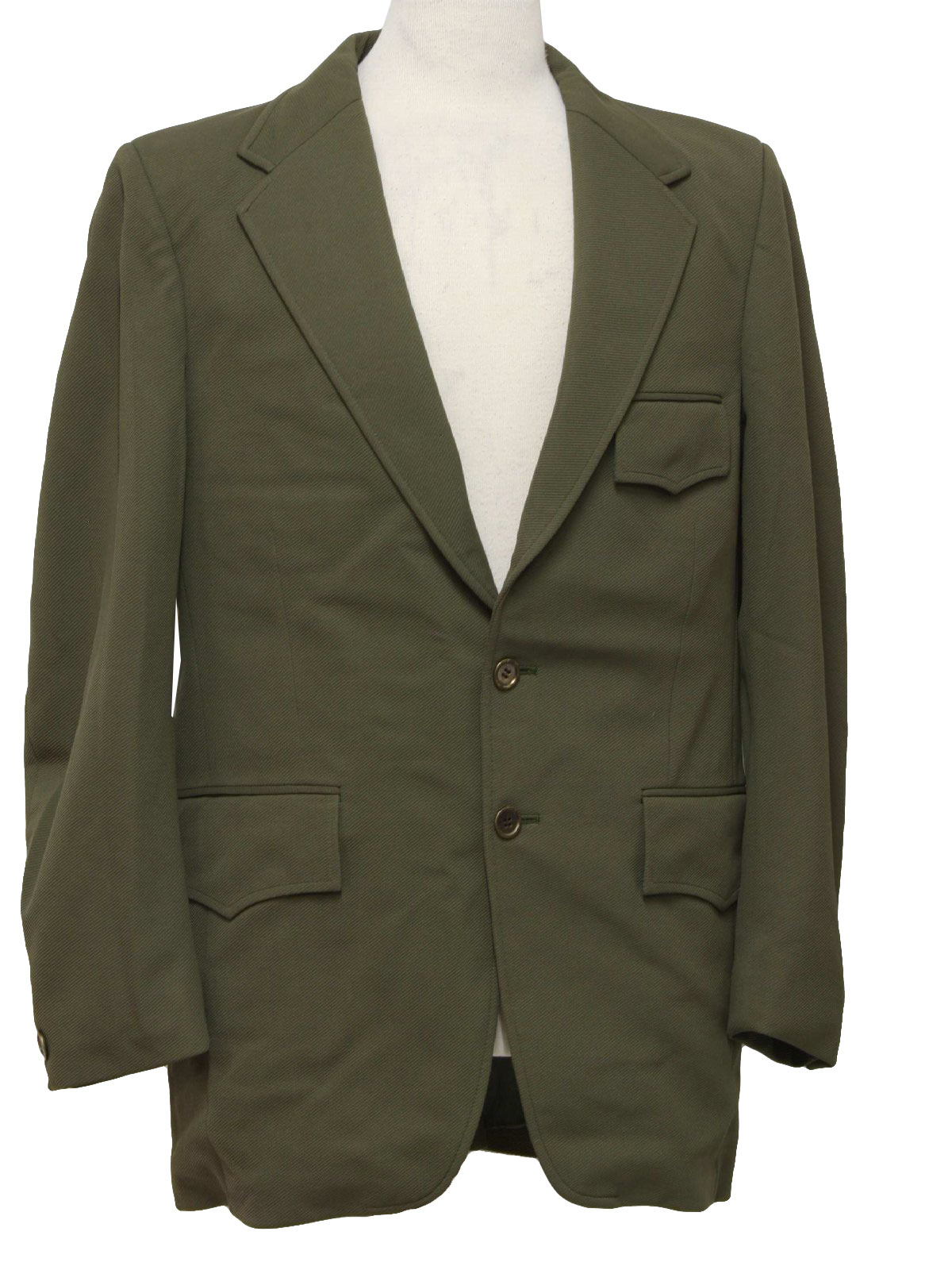 Vintage 1970's Jacket: 70s -No Label- Mens olive green, longsleeve, two ...
