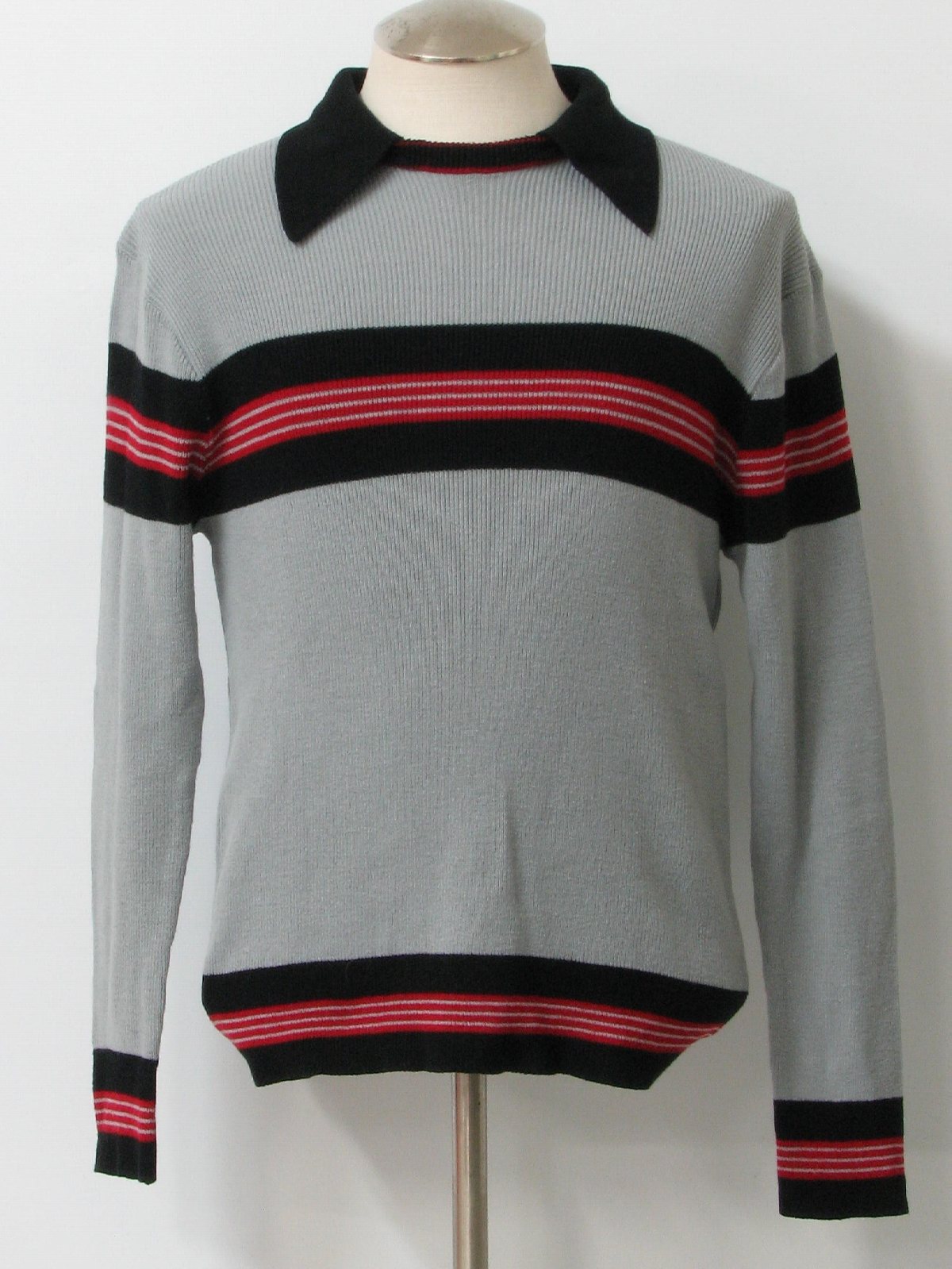 1970's Vintage Mister Man Sweater: 70s -Mister Man- Mens grey, black ...