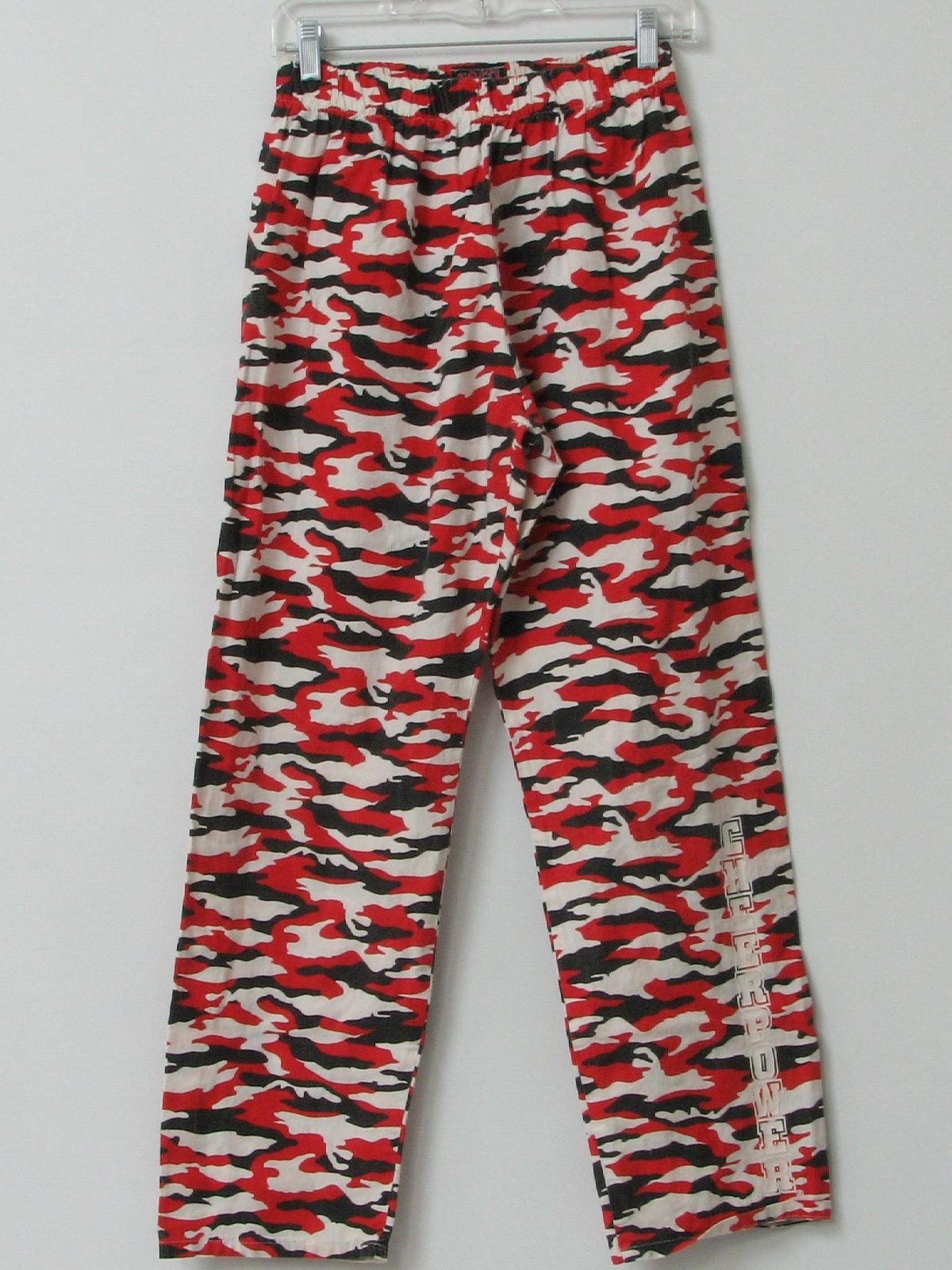 Vintage 1980's Pants: 80s -Crazy- Mens white, red and black camo print ...