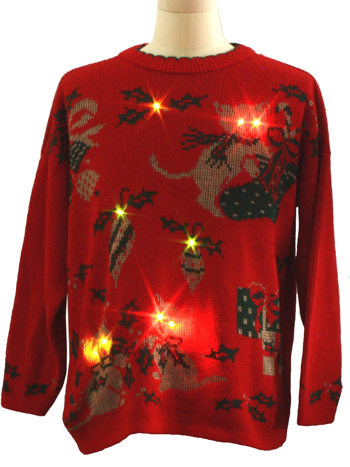 Eighties Cat-Tastic Lightup Ugly Christmas Sweater: 80s authentic ...