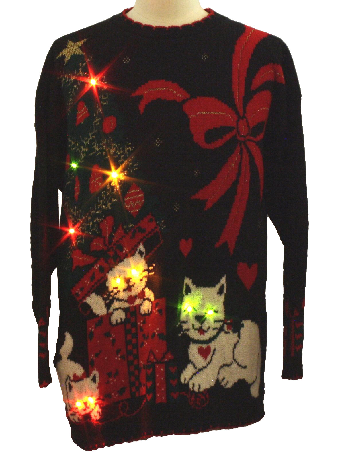 Light up discount cat christmas sweater