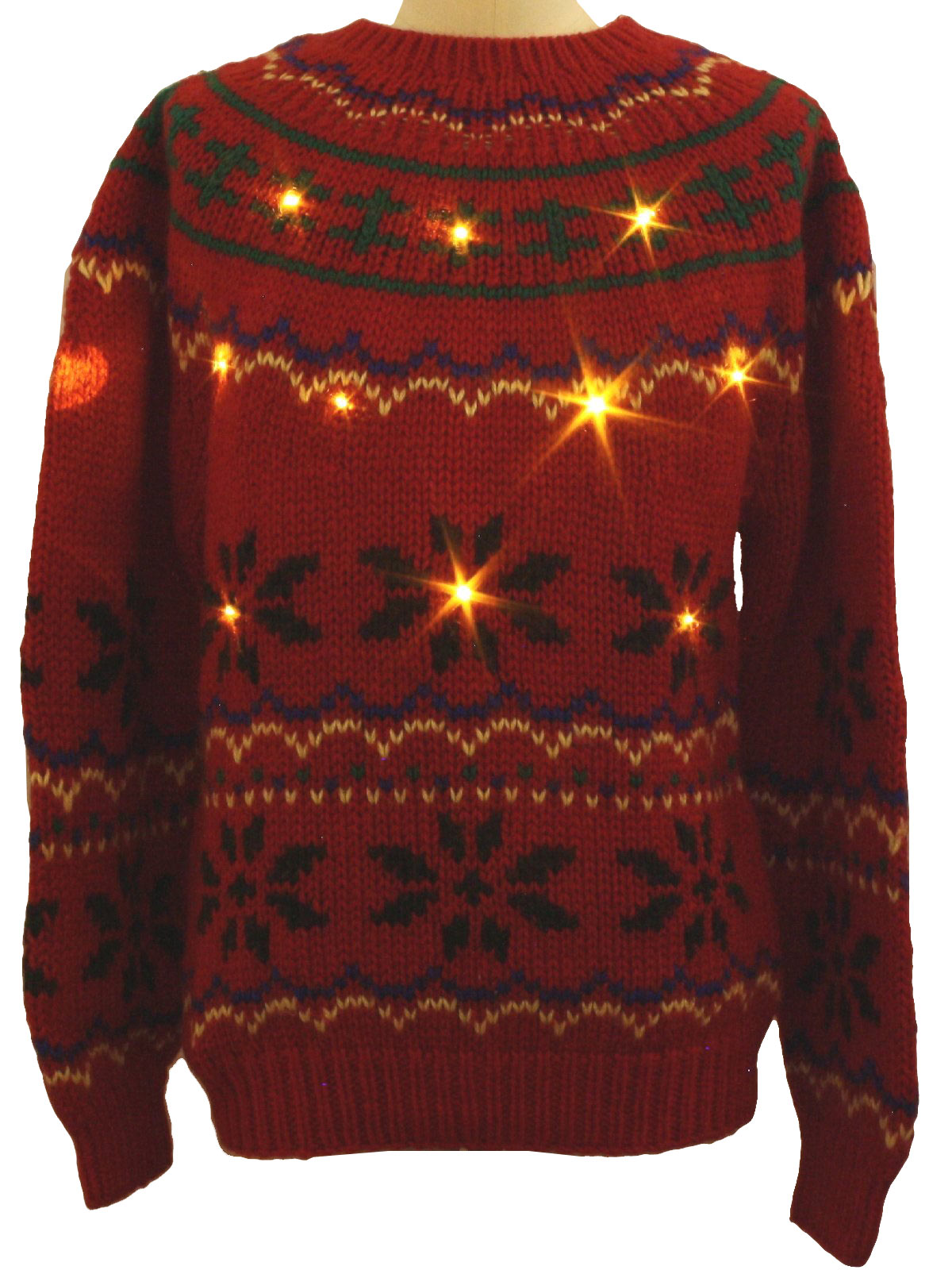 1980s Mens Lightup Ugly Christmas Classic Ski Style Sweater: 80s ...