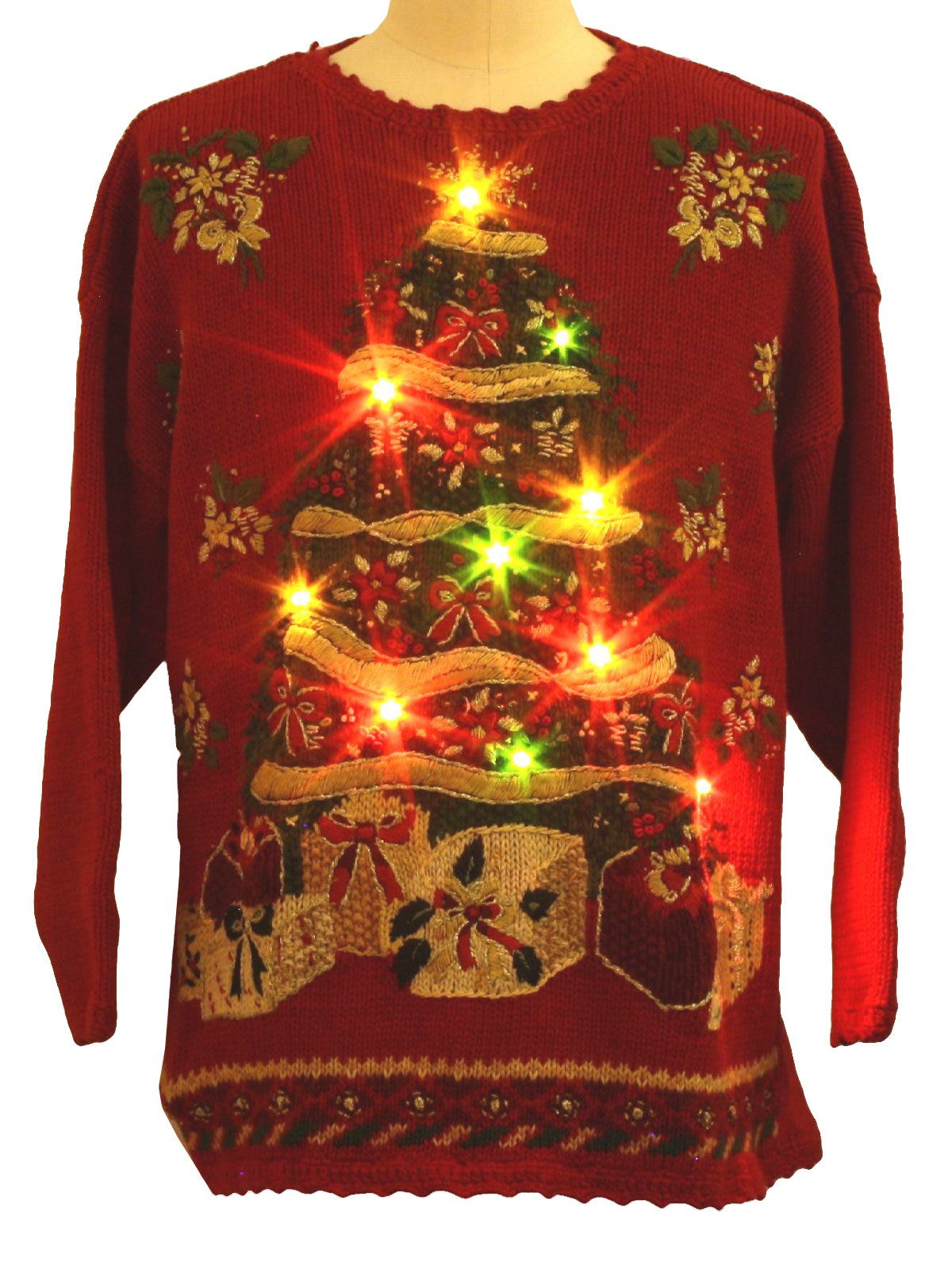 Lightup Ugly Christmas Sweater: -Tiara International- Unisex red ...
