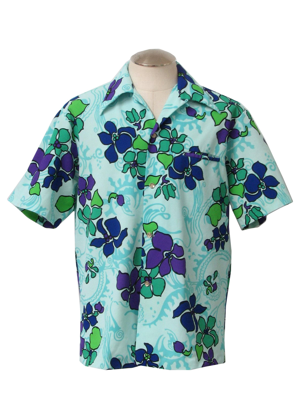 Napili Seventies Vintage Knit Shirt: 70s -Napili- Mens aqua, turquoise ...
