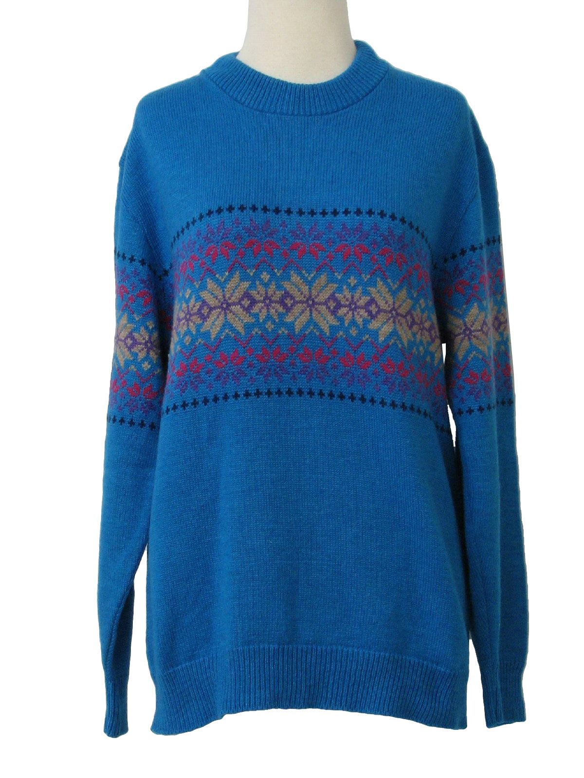 80's Pine State Sweater: 80s -Pine State- Womens tropical blue, red ...