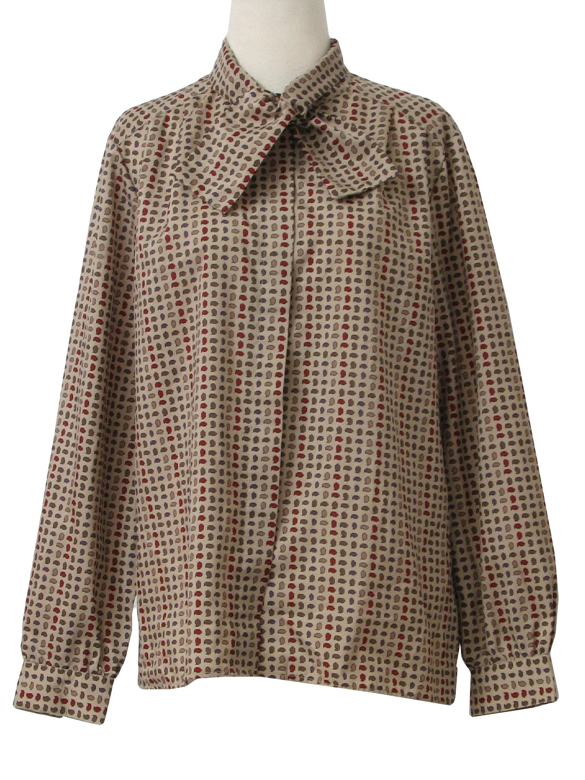 70's Haberdashery Shirt: 70s -Haberdashery- Womens beige, red and ...