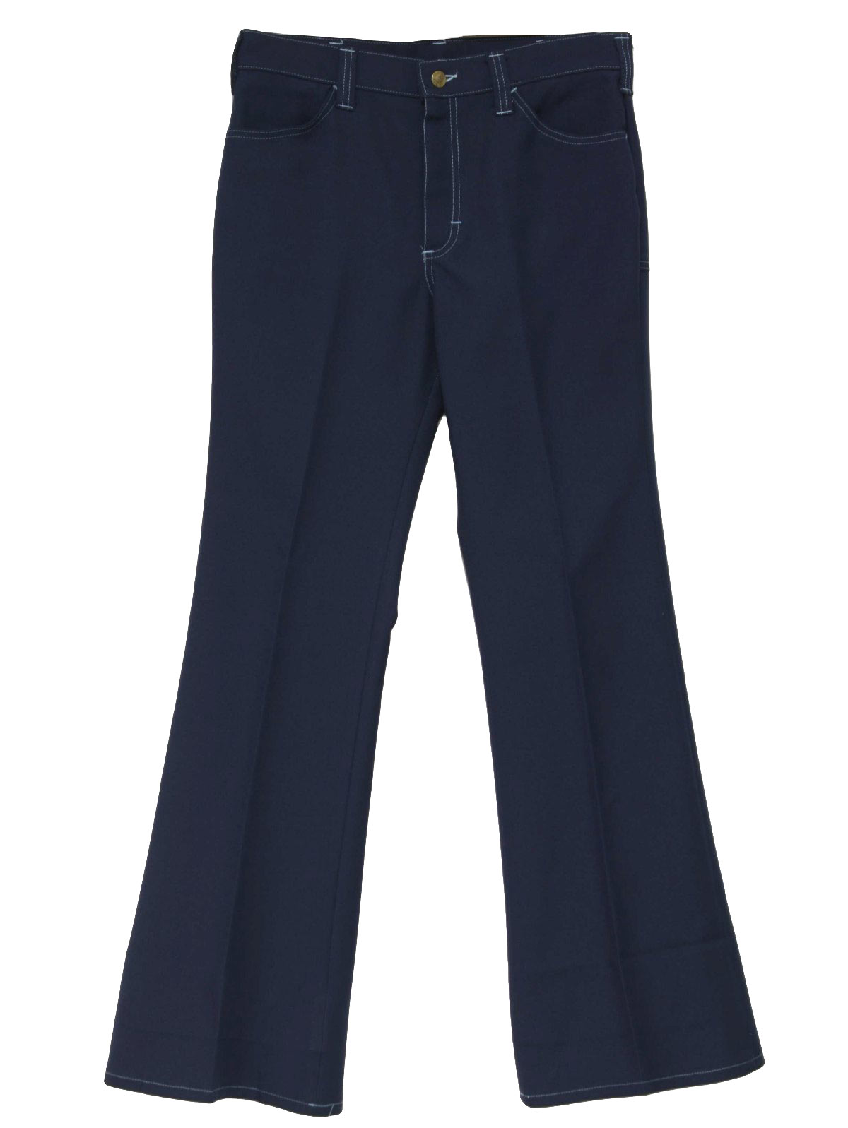 Retro 70s Bellbottom Pants (Lee) : 70s -Lee- Mens navy blue polyester ...