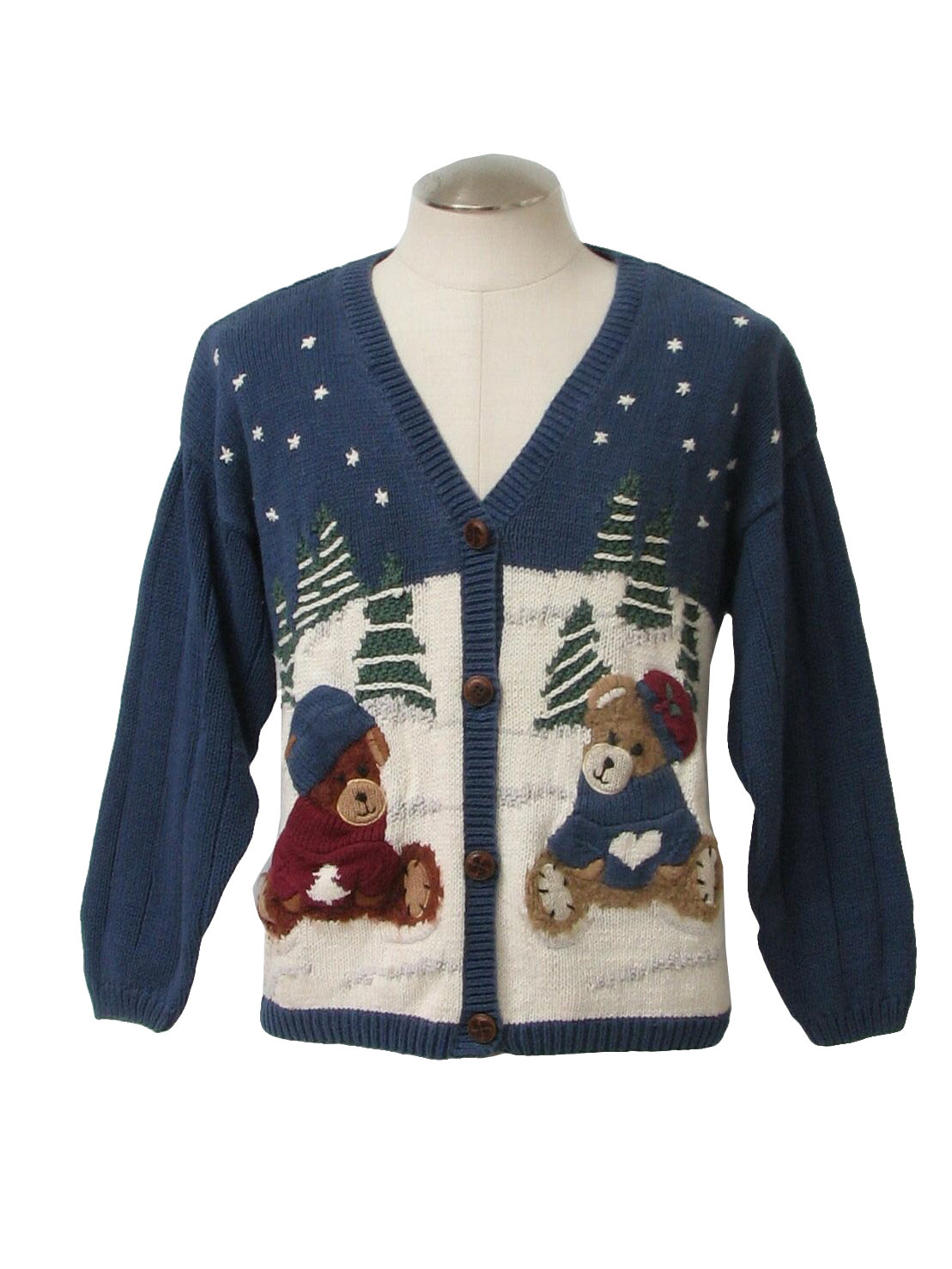 Bear-ific Ugly Christmas Cardigan Sweater: -Mandal Bay- Unisex blue ...