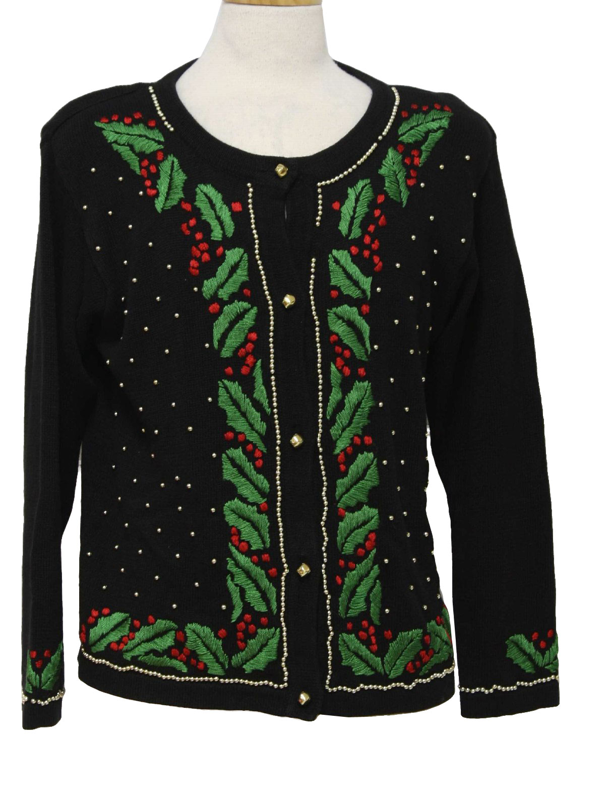 Womens Ugly Christmas Sweater: -Arriviste- Womens black, green, red and ...