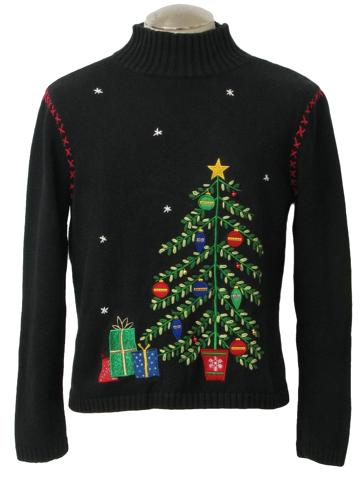 Ugly Christmas Sweater Classic Elements Unisex Black Background