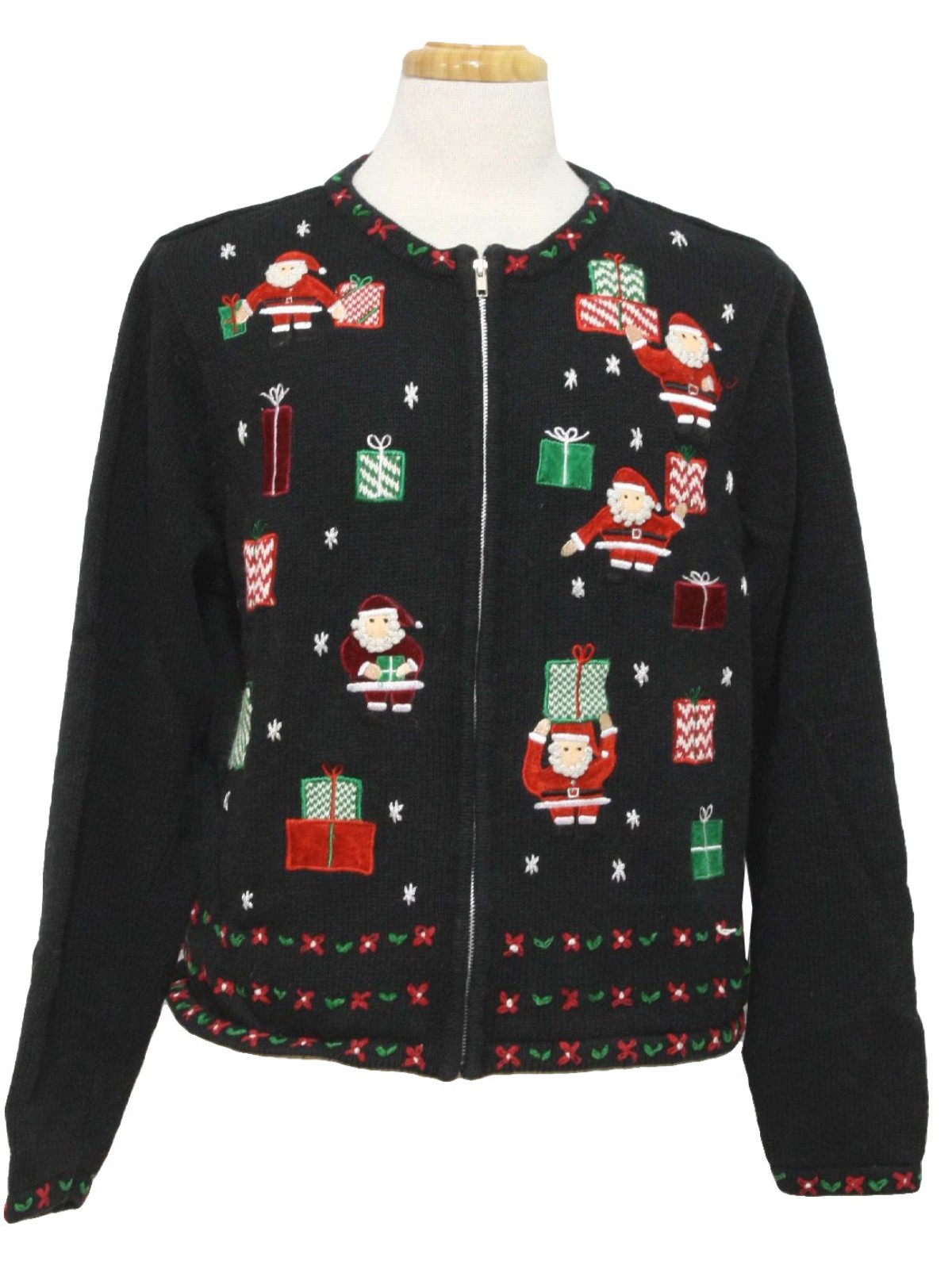 Womens Ugly Christmas Sweater: -All Points- Womens black background ...