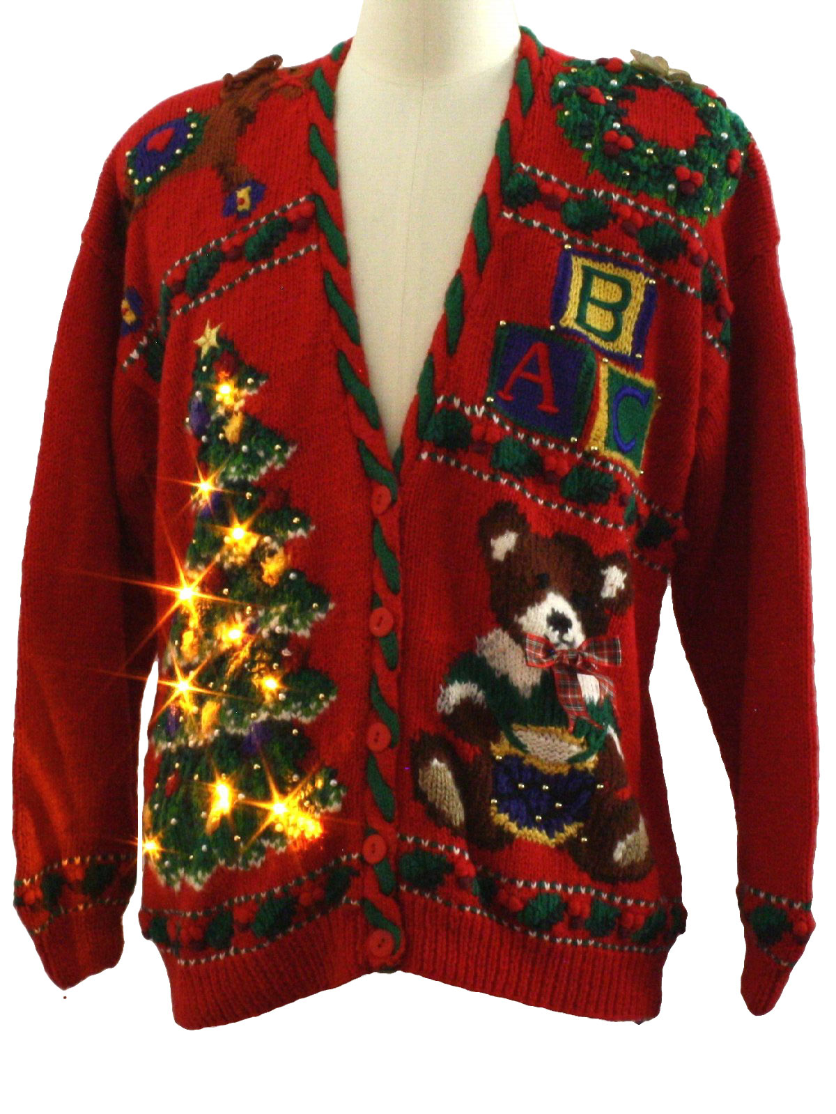 Bear-riffic Lightup Ugly Christmas Cardigan Sweater : -Marisa Christina ...