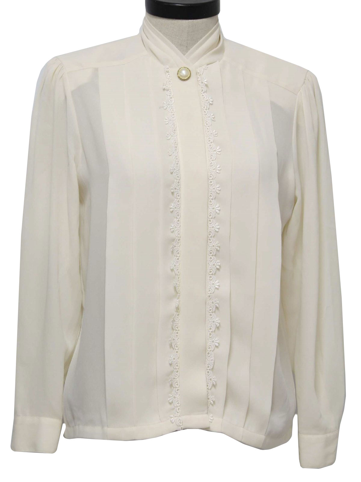1980's Shirt (Josephine): 80s -Josephine- Womens cream silky polyester ...
