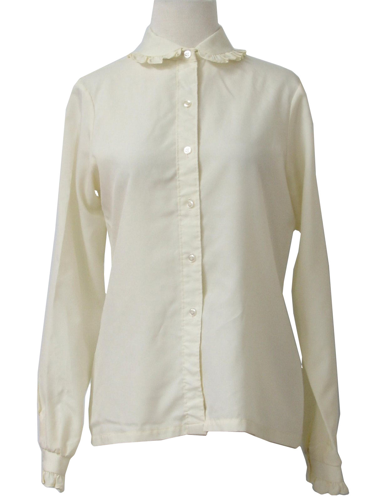 1970s JC Penney Shirt: 70s -JC Penney- Womens ivory silky polyester ...