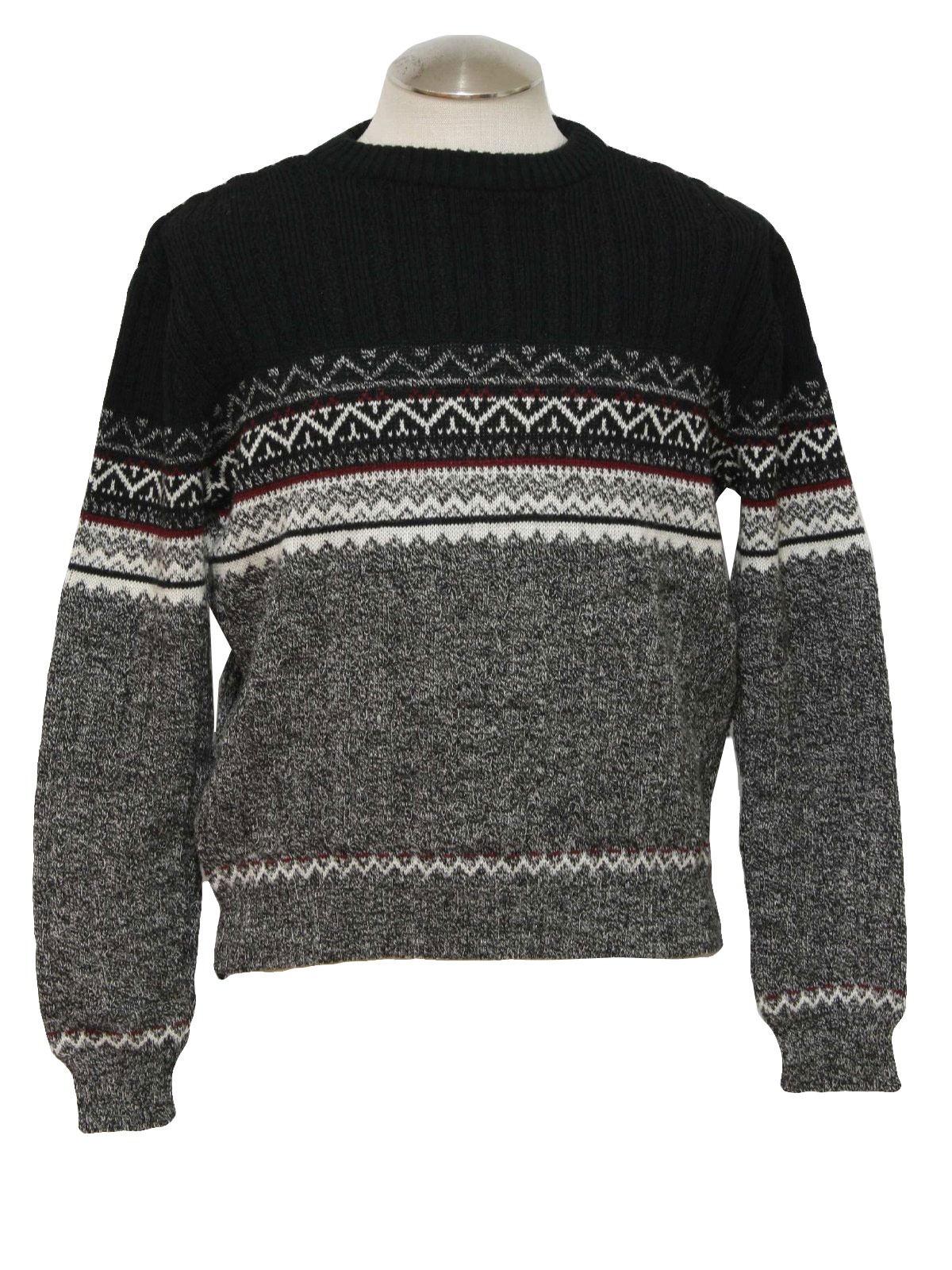 1990's Retro Sweater: 90s -Rob Winter- Mens black, heathered black ...