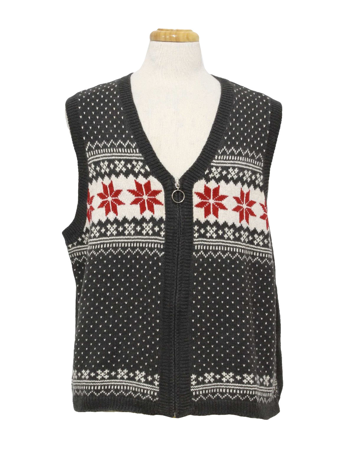 Ugly Christmas Sweater Vest: -White Stag- Unisex black background red ...