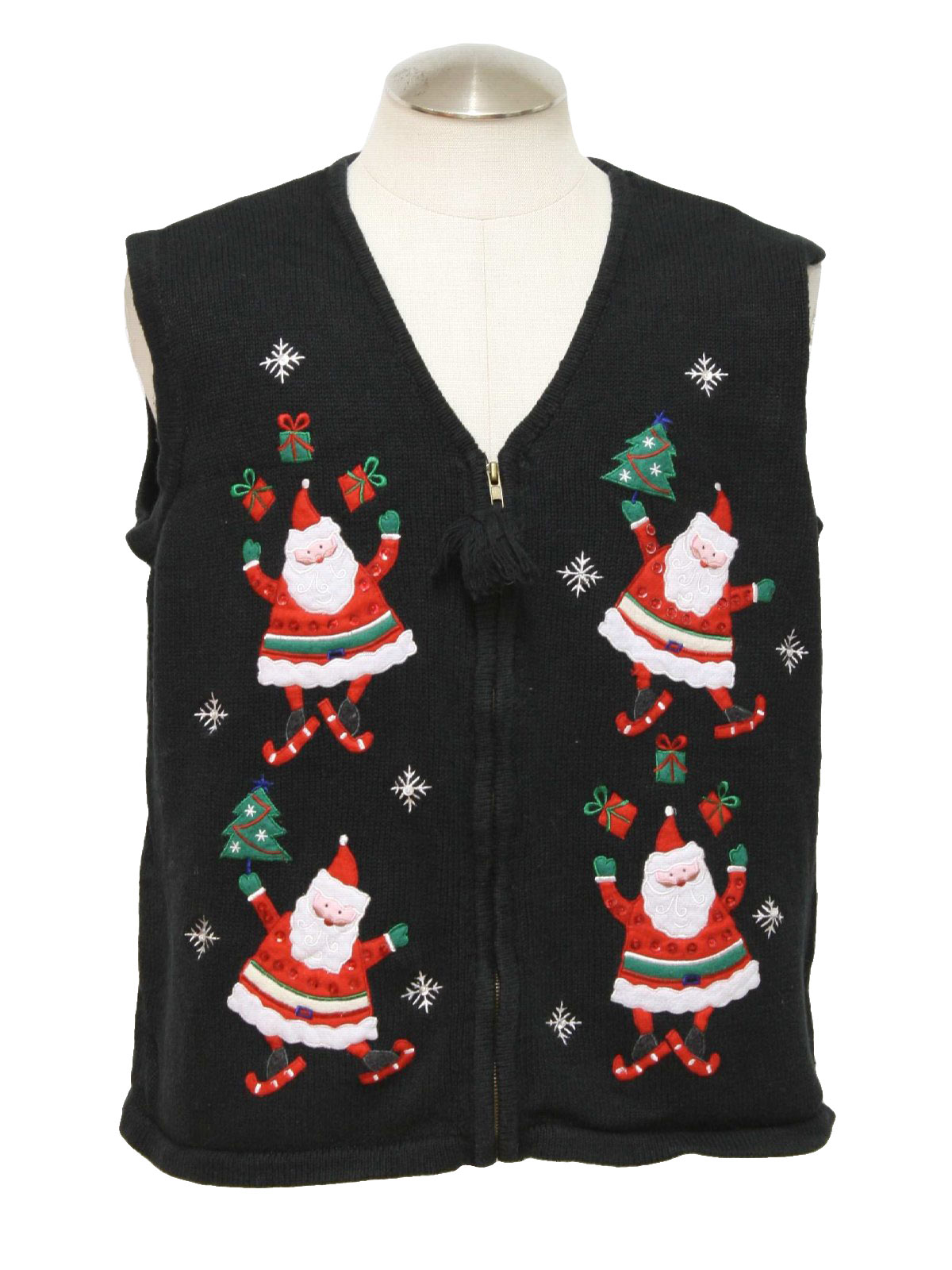 Ugly Christmas Sweater Vest: -Bobbie Brooks- Unisex black, red, green ...