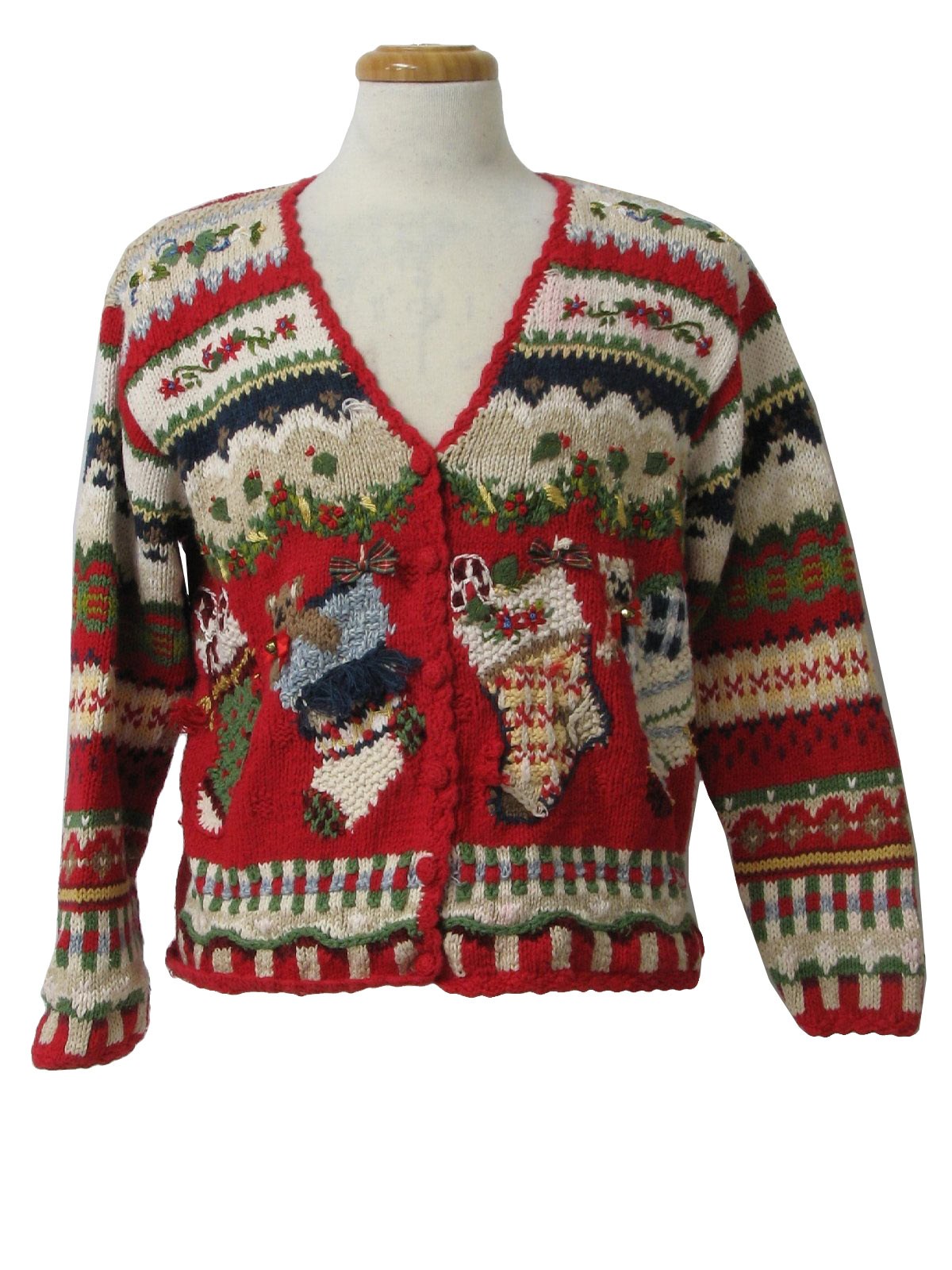 Womens Ugly Christmas Cardigan Sweater: -Croft and Barrow- Womens red ...