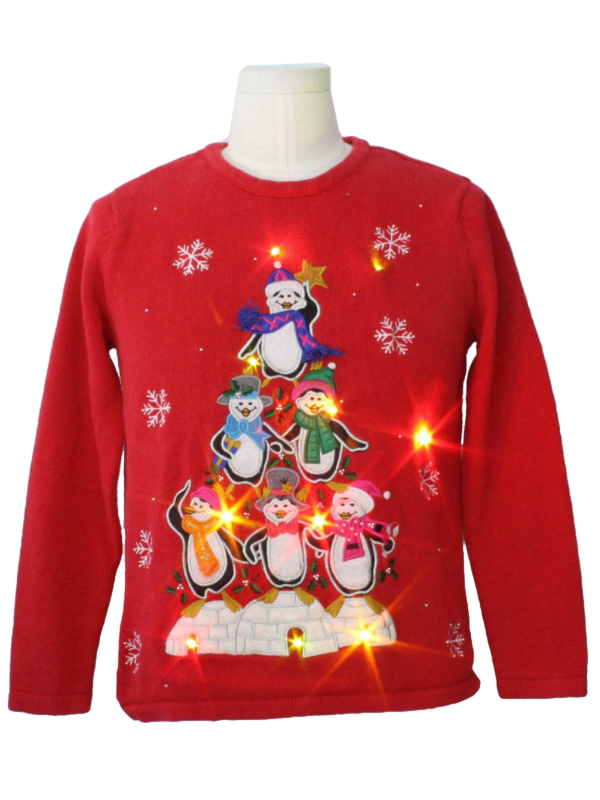 Womens Lightup Ugly Christmas Sweater: -Bechamel- Womens red background ...