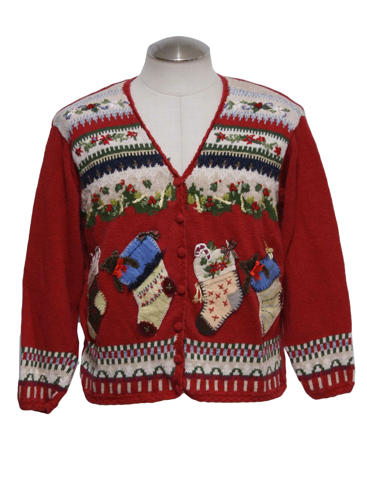 Womens Ugly Christmas Cardigan Sweater: -Carly St Claire- Womens red ...