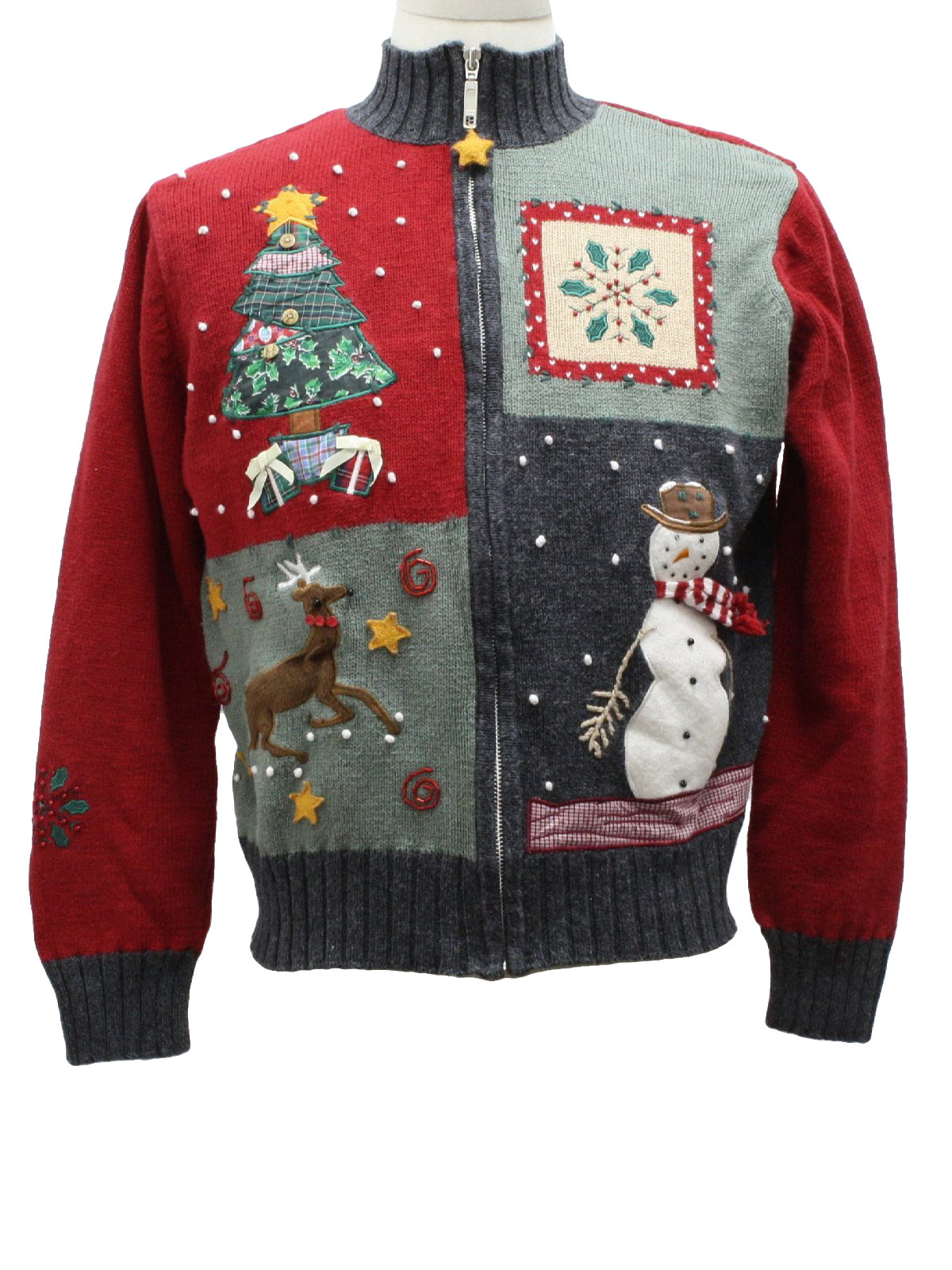 Womens Ugly Christmas Sweater: -Karen Scott- Womens red background ...