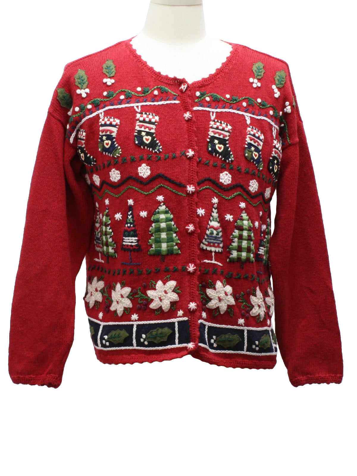 Womens Ugly Christmas Sweater: -Carly St. Claire- Womens red background ...