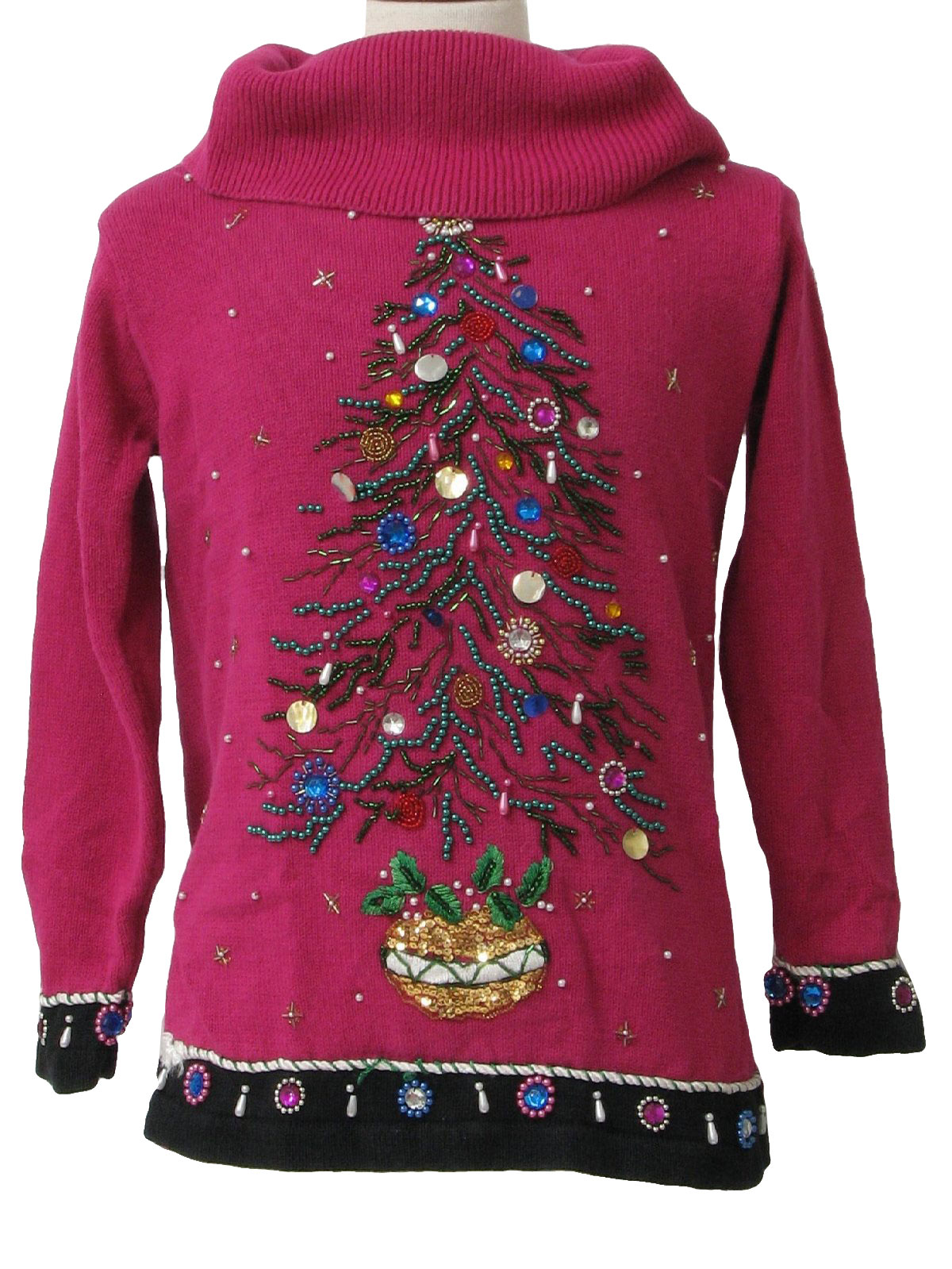 Womens Ugly Christmas Sweater Victoria Jones Womens pink background