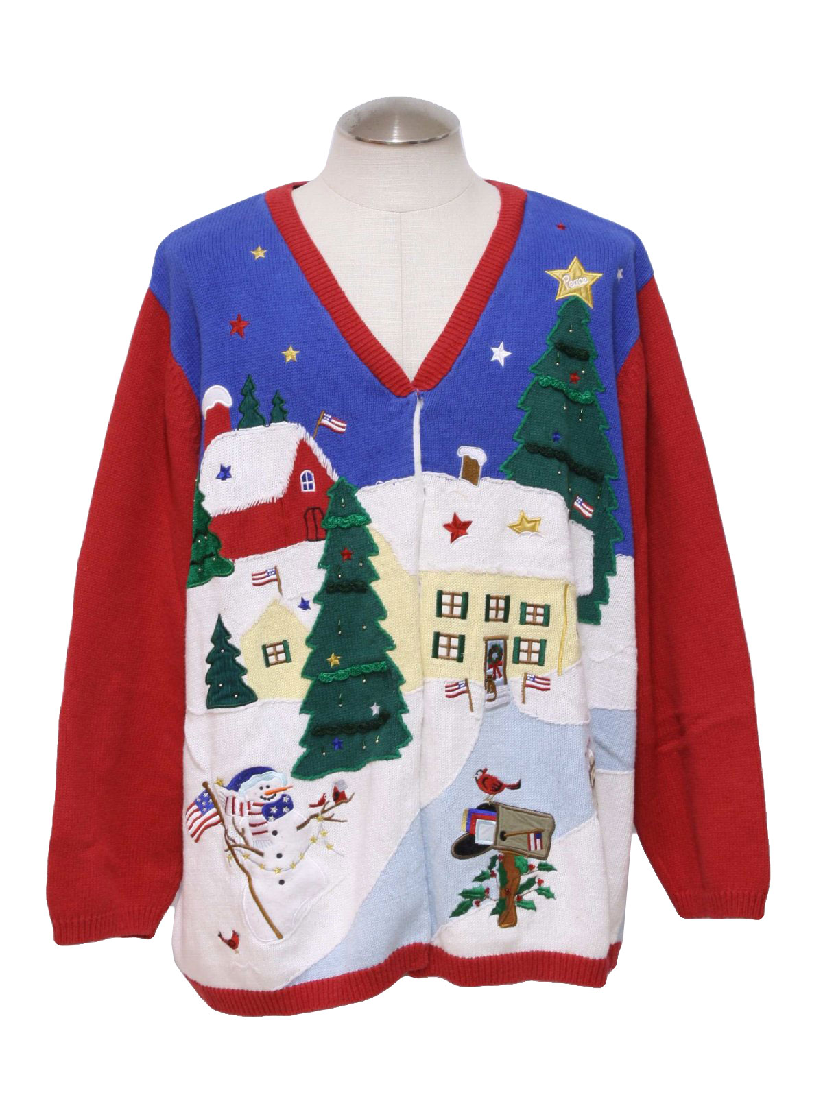 Ugly Christmas Cardigan Sweater: -The Quacker Factory- Unisex red ...