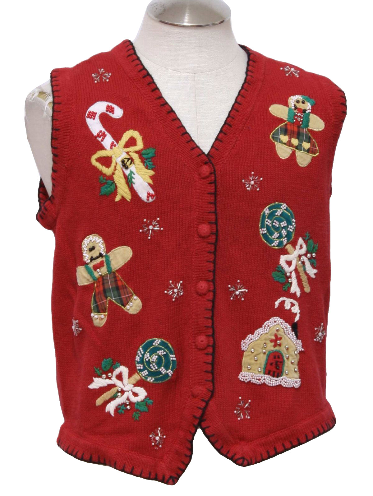 Ugly Christmas Sweater Vest: -BP Designs- Unisex Red background cotton ...