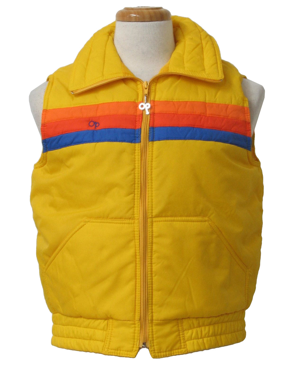 70's Vintage Vest: 70s -Ocean Pacific- Mens yellow, blue, orange