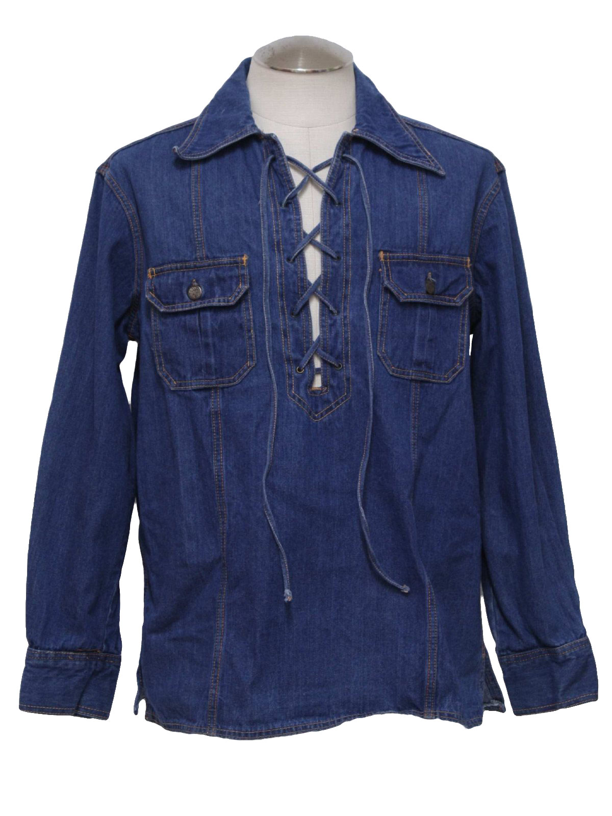 1970's Retro Jacket: 70s -Bull Smith- Mens faded blue cotton denim ...