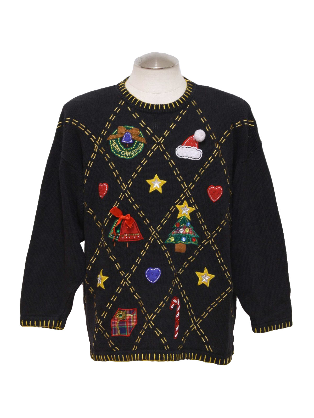 Ugly Christmas Sweater: -Victoria Harbour- Unisex black and gold ...