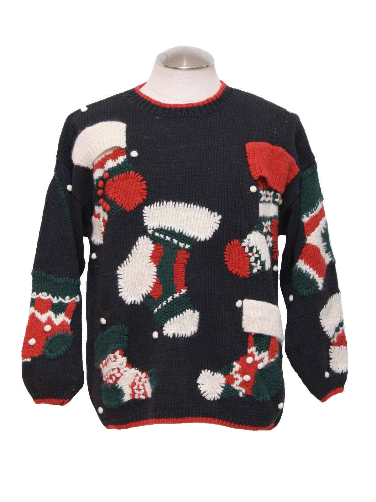 Ugly Christmas Sweater: -CHU- Unisex black background cotton ramie ...