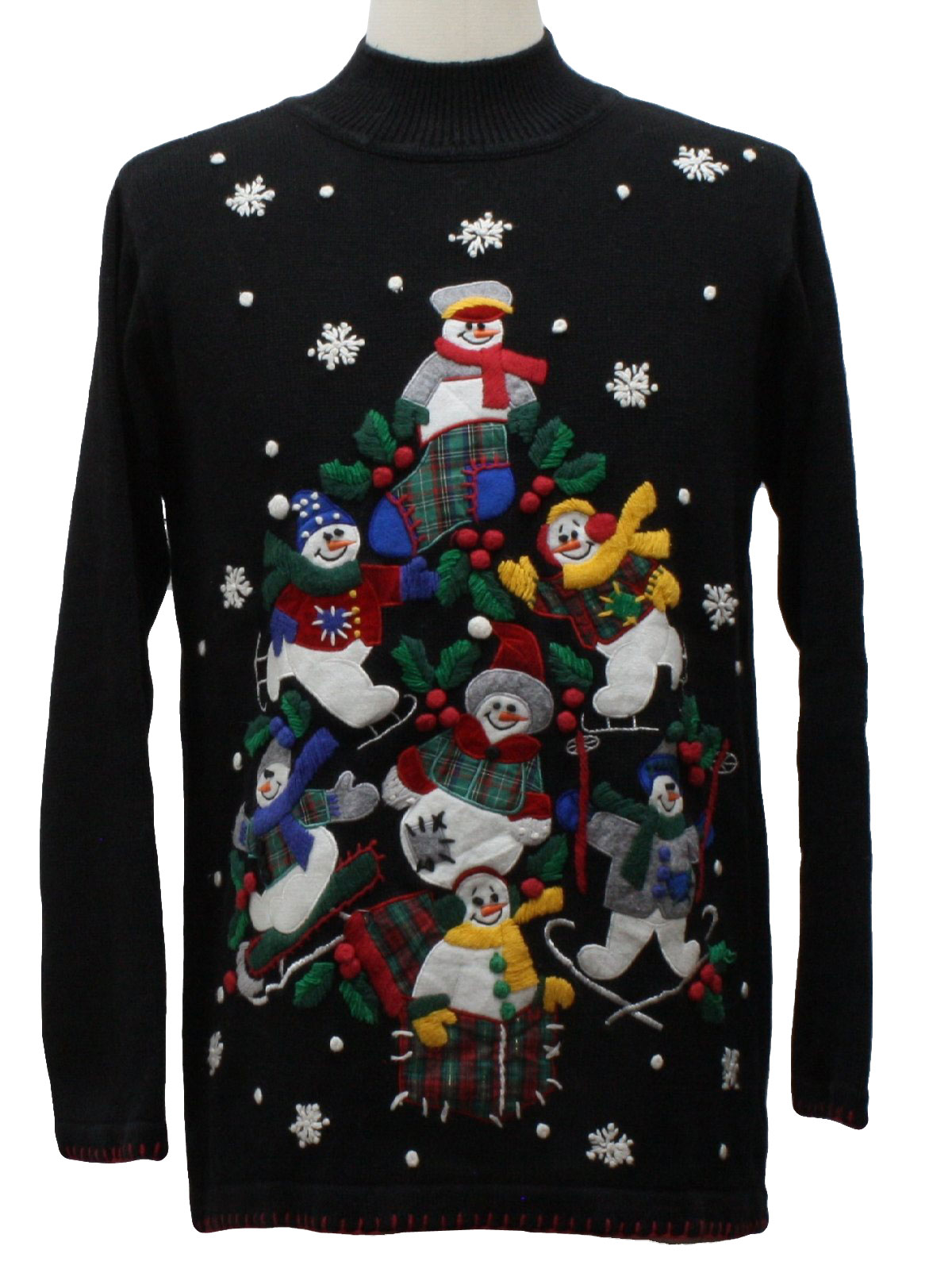 Ugly Christmas Sweater: -B. P. Design- Unisex black background ramie ...