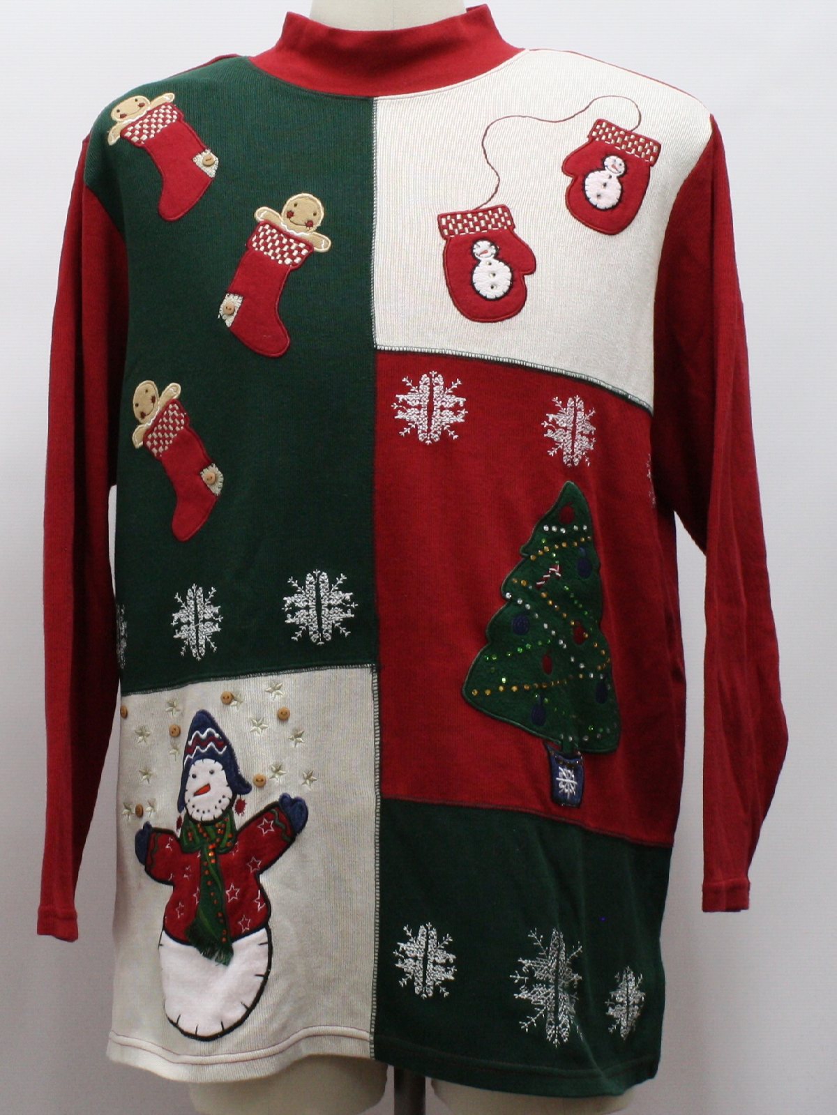 Ugly Christmas Sweater : -Karen Scott- Unisex red background with green ...