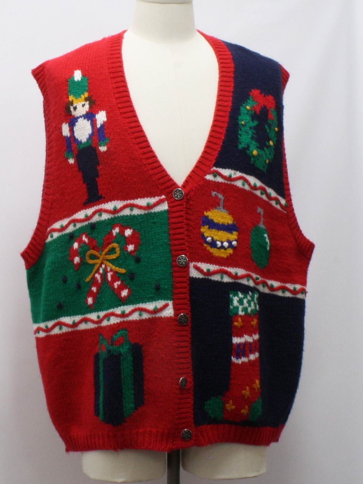 Ugly Christmas Sweater Vest: retro look -Karen Scott- Unisex red ...