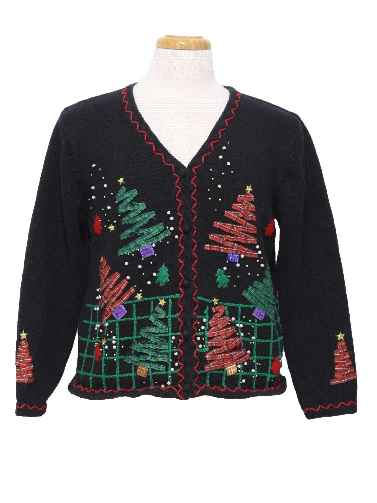 Womens Ugly Christmas Cardigan Sweater: -Studio Joy- Womens black ...