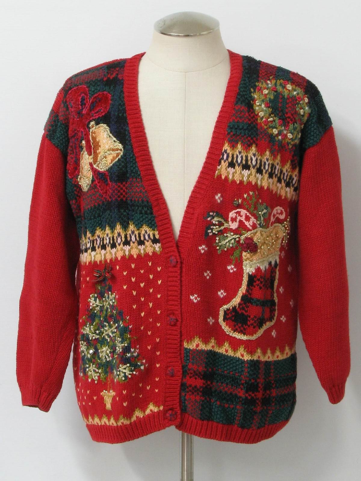 Ugly Christmas Cardigan Sweater: -Private Collection- Unisex red ...