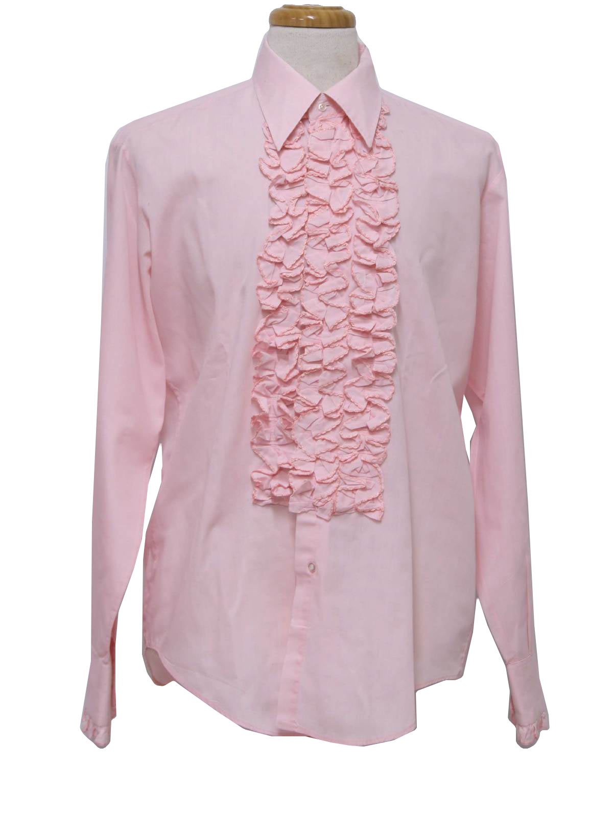 1970's Vintage After Six Shirt: 70s -After Six- Mens pink polyester ...