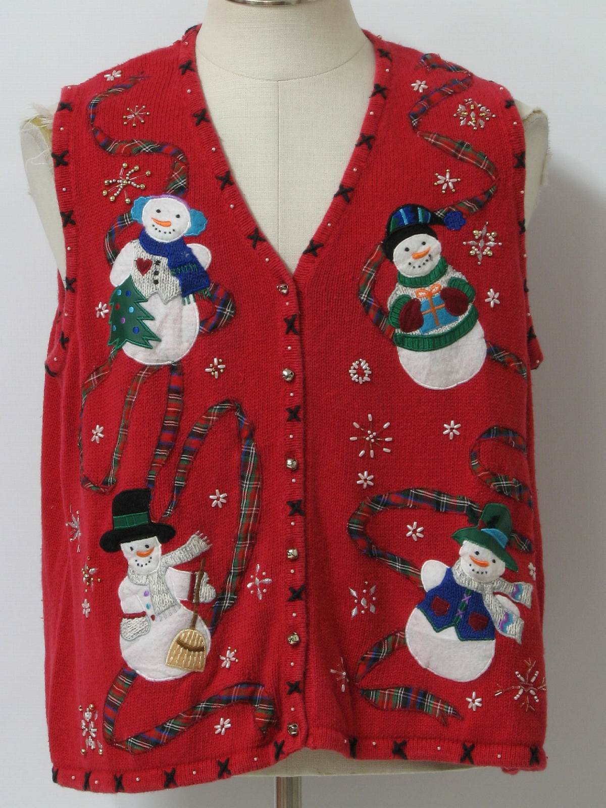 Ugly Christmas Sweater Vest: -Designers Original Studios- Unisex red ...