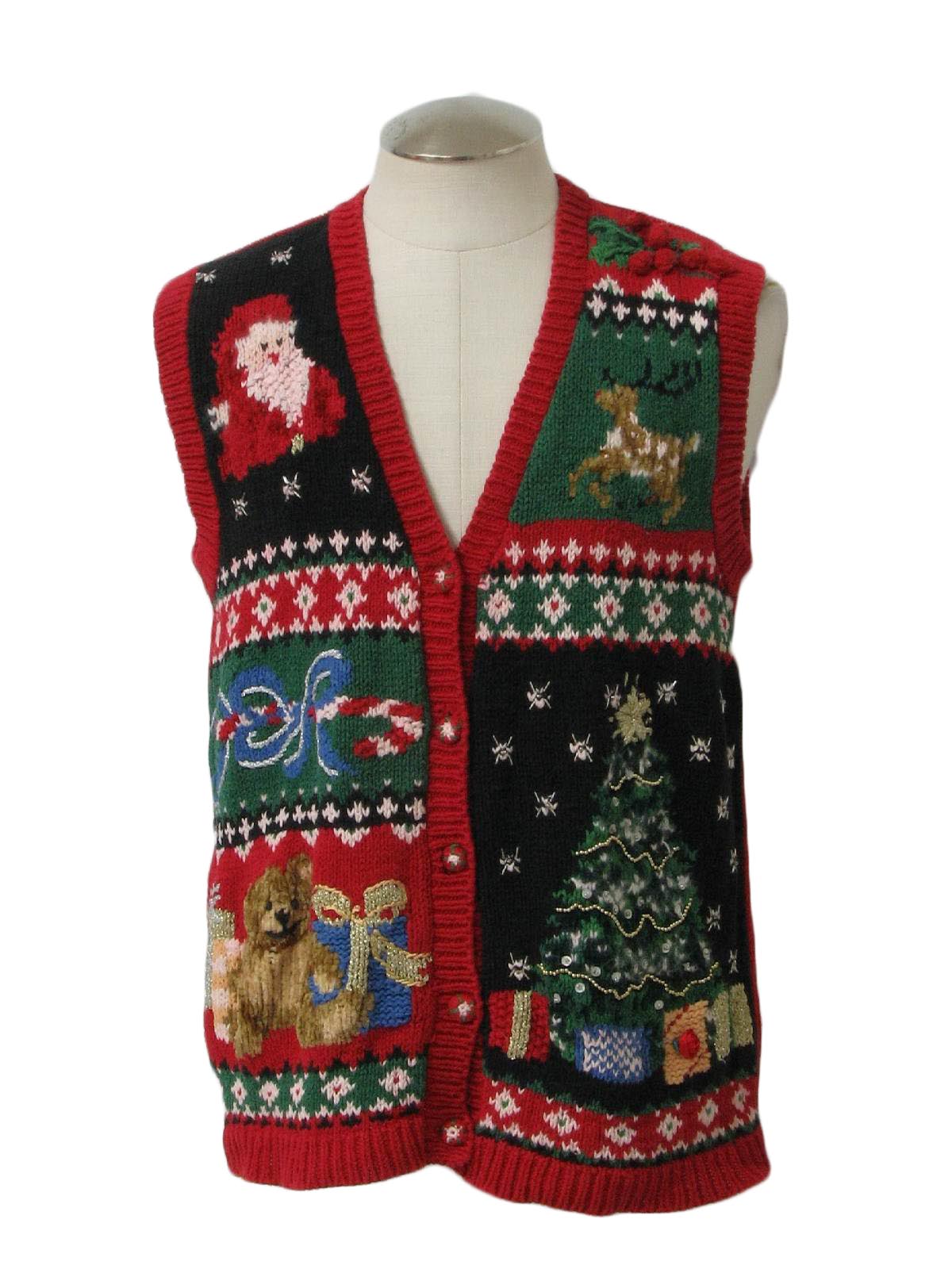 Ugly Christmas Sweater Vest: -Tiara International- Unisex red ...