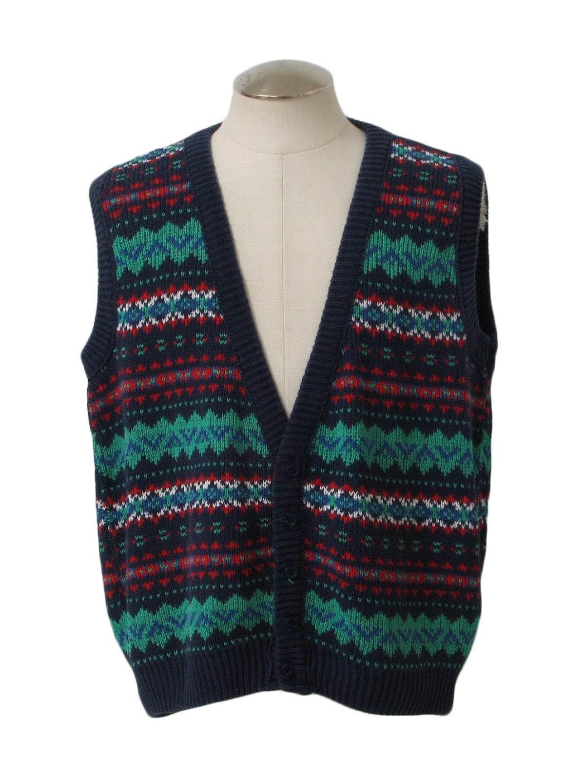 1980's Ugly Christmas Sweater Vest (JJ Cochran): 80s authentic vintage ...