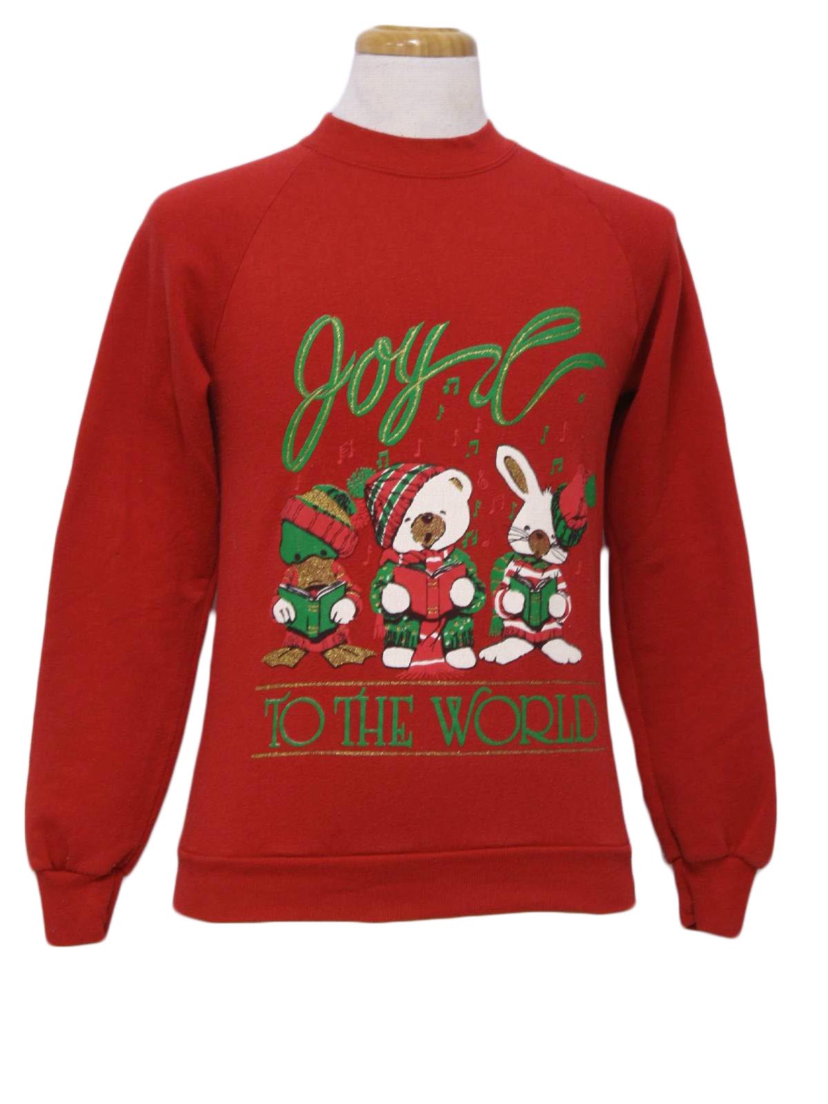 Womens Ugly Christmas Sweatshirt: -Jerzees- Womens red background ...