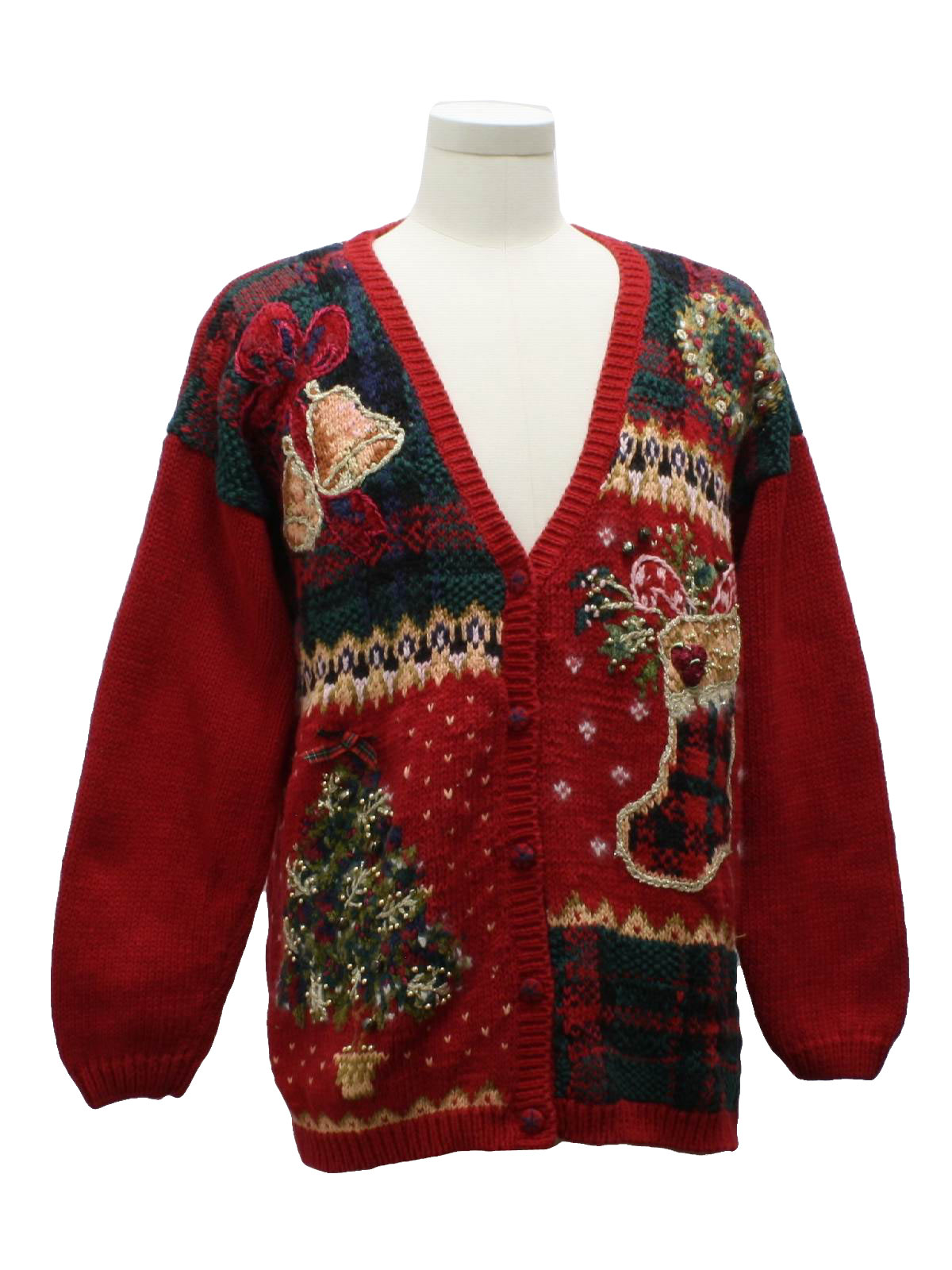 Ugly Christmas Cardigan Sweater: -Heirloom Collectibles- Unisex red ...